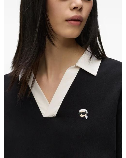 Karl Lagerfeld Black Ikon V-Neck Sweatshirt