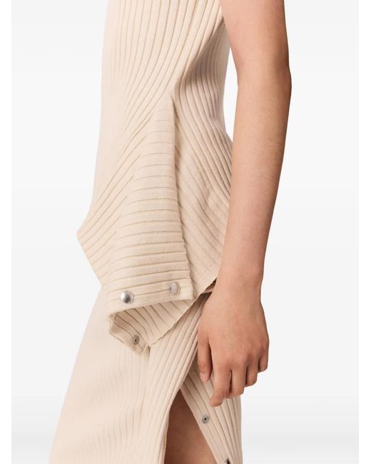 Stella McCartney White Ribbed-Knit Press-Stud Midi Skirt
