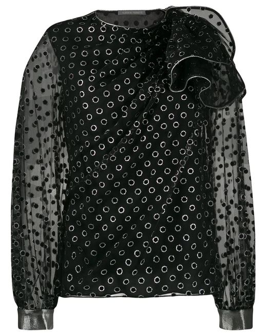 Alberta Ferretti Black Eyelet Detail Blouse
