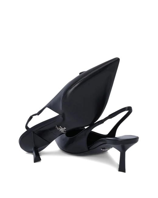 Prada Black 55Mm Triangle-Logo Slingback Pumps