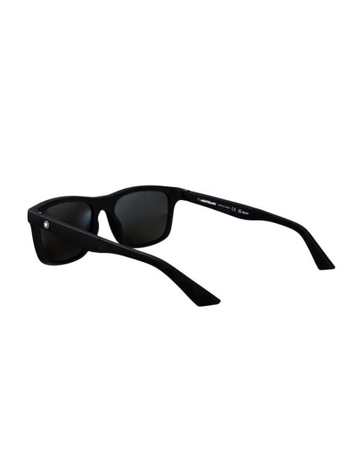 Montblanc Black Rectangle Logo Sunglasses for men