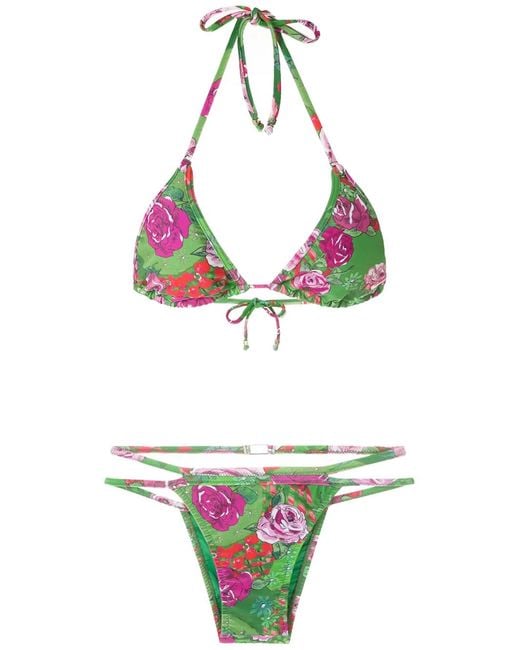 Amir Slama Multicolor Floral-Print Bikini Set