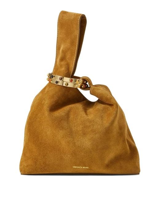 Veronica Beard Metallic Swing Suede Clutch Bag