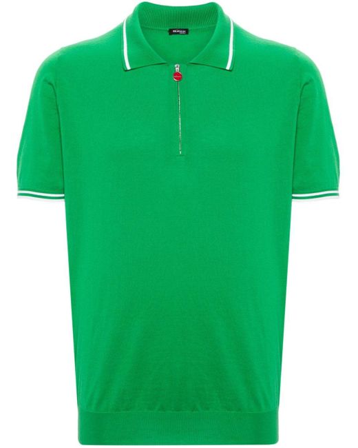Polo en coton à bords rayés Kiton pour homme en coloris Green