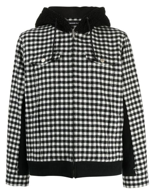 Undercover Black Check-Print Hooded Jacket for men