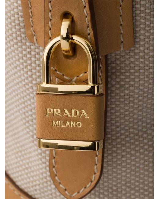 Prada Pink Grand Sac Cabas Rayé À Plaque Logo