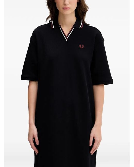 Fred Perry Black Logo-Embroidered Polo Midi Dress