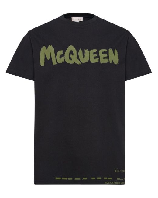 メンズ Alexander McQueen Graffiti Tシャツ Black