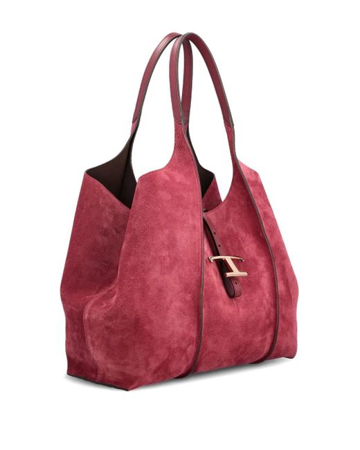 Tod's Red T Timeless Suede Shoulder Bag