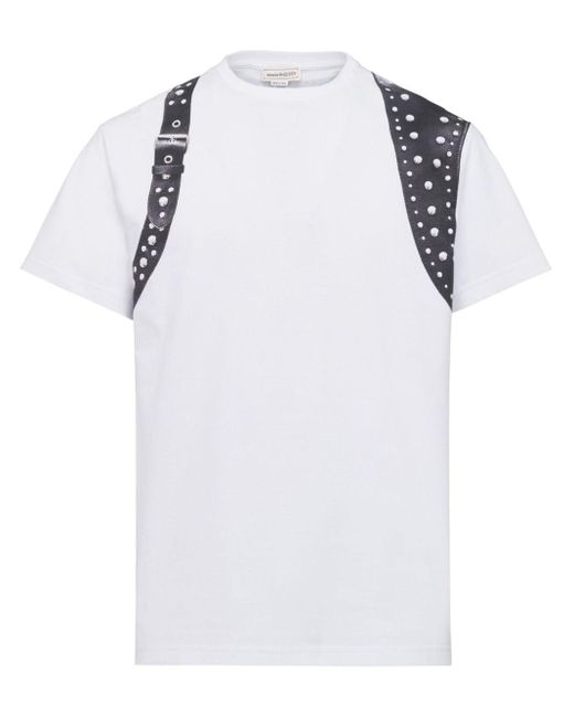 Camiseta Harness con apliques Alexander McQueen de hombre de color White