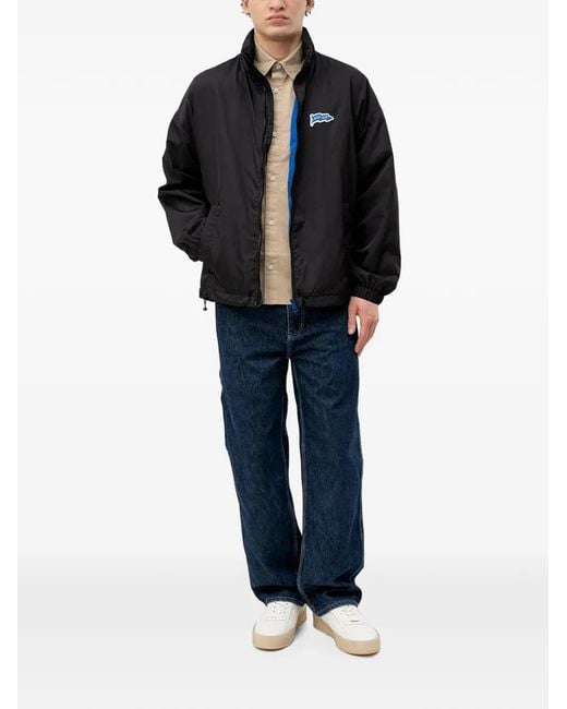 HUGO Black Logo-Patch Zip-Up Jacket for men