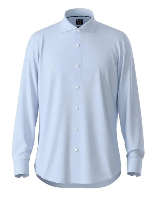 Boss Blue Spread-Collar Shirt for men