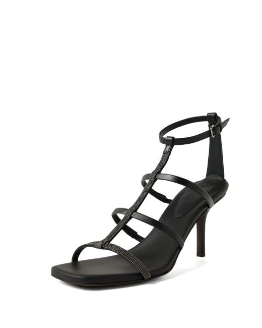Brunello Cucinelli Black Sandalen Monili Aus Leder