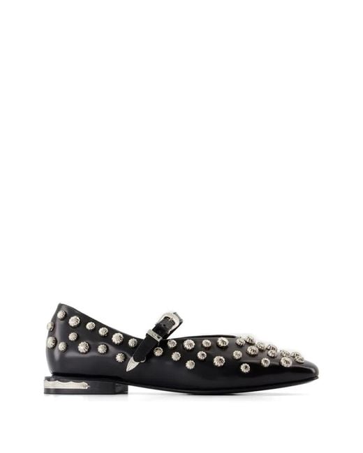 Toga Black Stud-Embellished Ballet Flats
