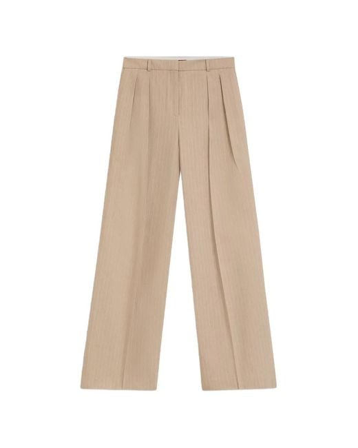 HUGO Natural Pinstripe-Pattern Pleated Trousers