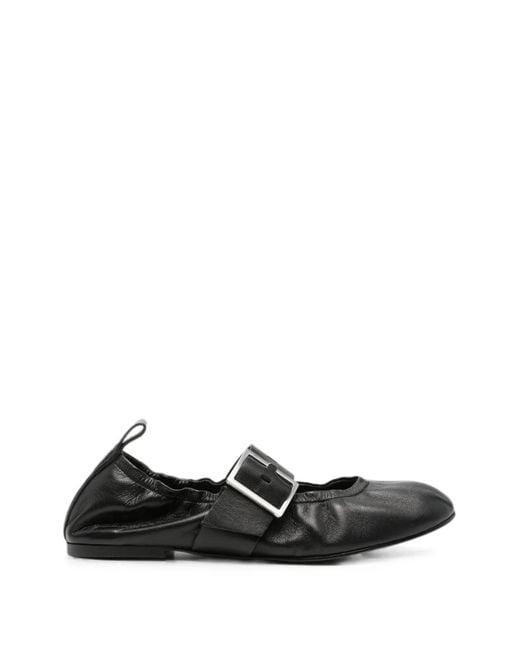 Alohas Black Sarea Buckle-Strap Ballet Flats