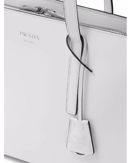 Prada White Large Re-Edition 1995 Leather Handbag