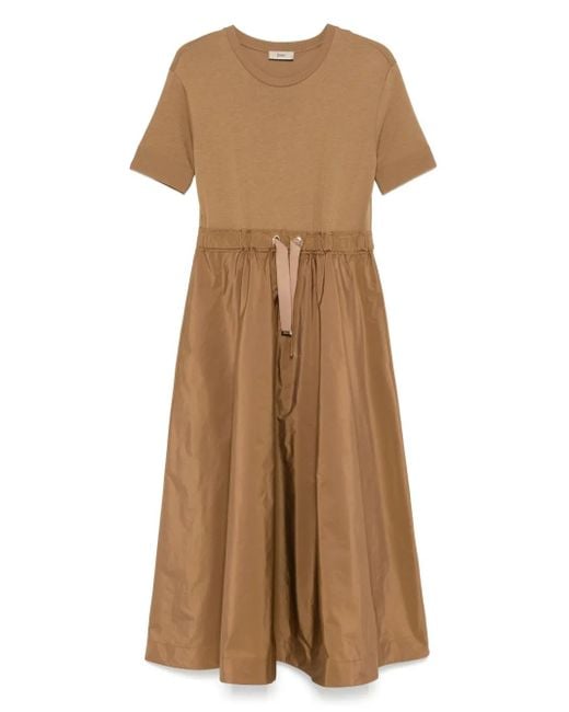 Robe Mi-Longue À Taille À Lien De Resserrage Herno en coloris Natural