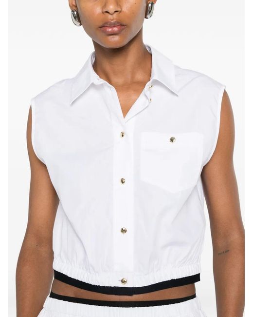 Maje Cropped Poloshirt in het White