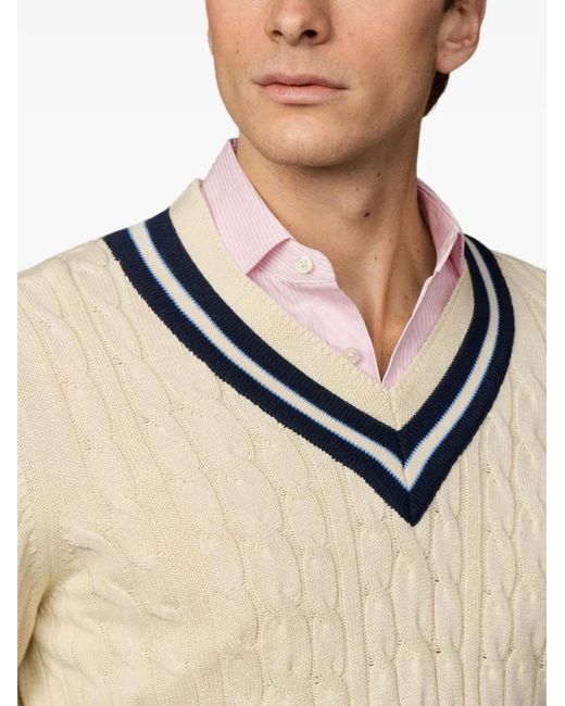 Hackett Natural Cable-Knit Cricket Sweater for men