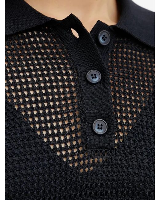 IVY & OAK Black Flo Mesh-Panel Polo Top