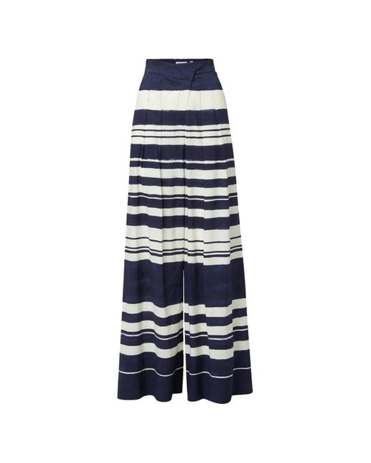Veronica Beard Blue Heron Striped Trousers