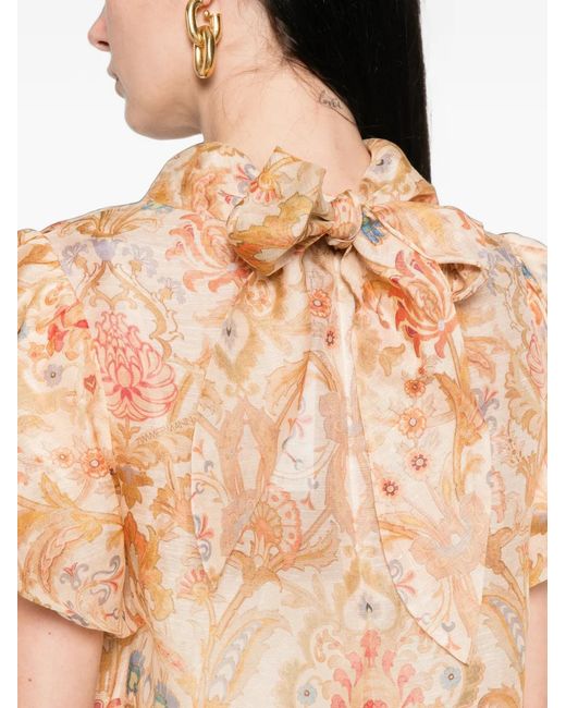 Zimmermann Pink Valiant Floral-Print Blouse
