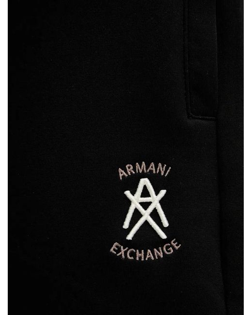 ARMANI EXCHANGE Black Logo-Embroidery Track Pants for men