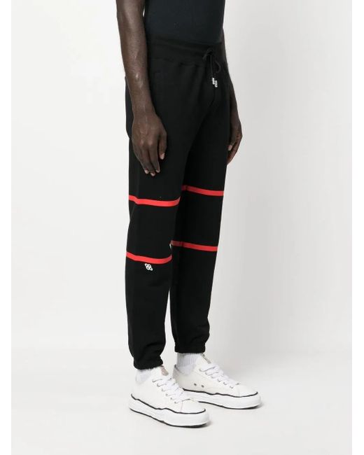 Gcds Black Striped Cotton Track Pants for men