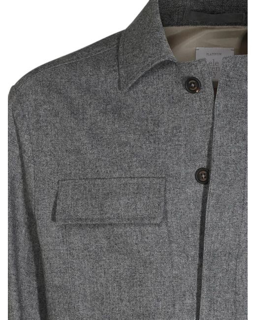 Eleventy Gray Button-Up Chest-Pocket Jacket for men