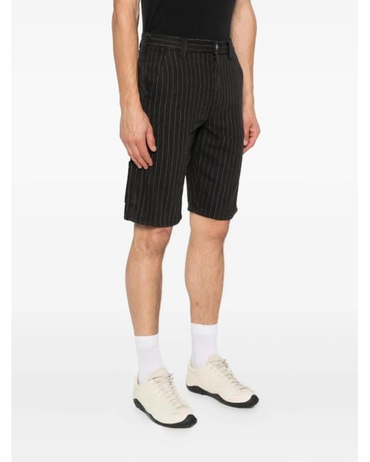 Dickies Black Service Carpenter Pinstripe Cotton Shorts for men