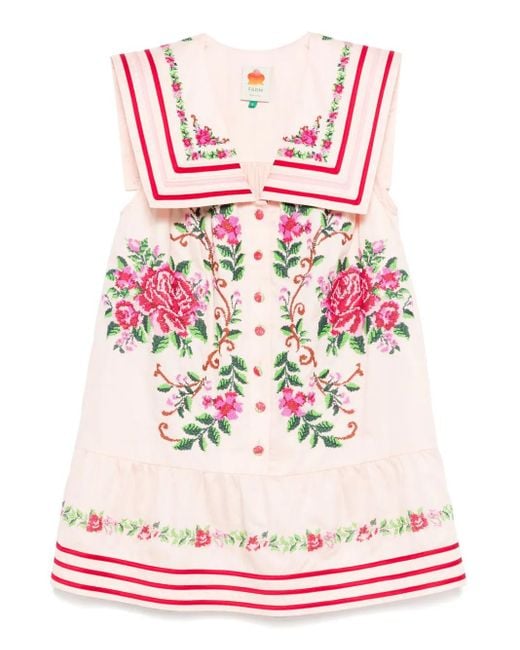 Farm Rio Pink Floral-Embellished Dress
