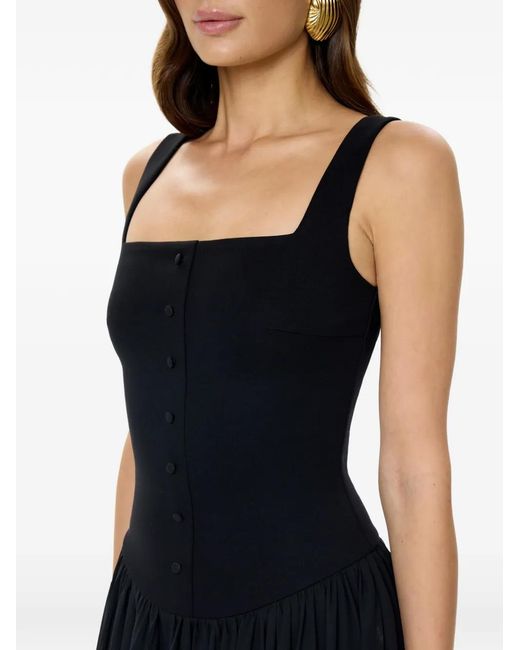 POST MERIDIEM Black Buttoned Asymmetrical Dress