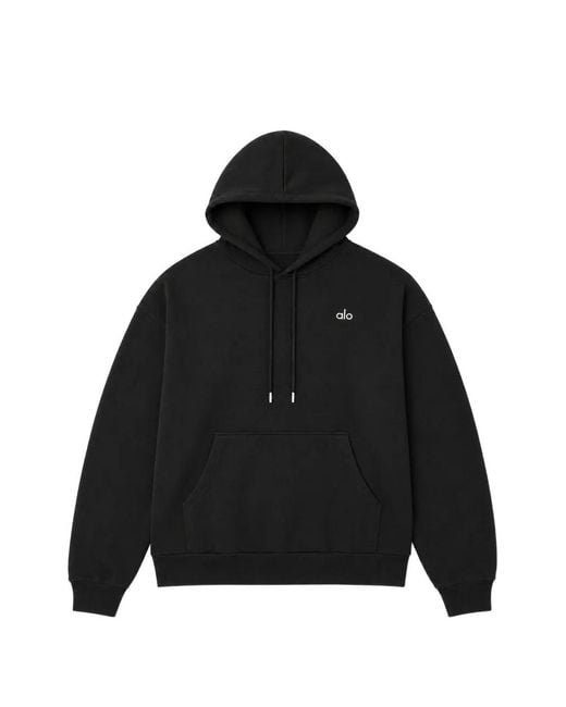 Alo Yoga Black Accolade Logo-Print Hoodie for men