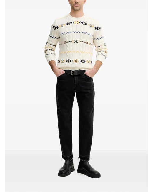 Benetton Natural Cable-Knit Pattern Sweater for men