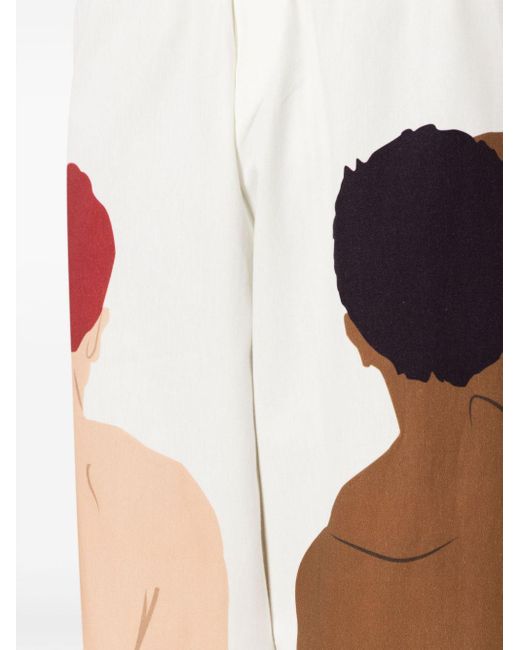 Pantalones anchos con estampado gráfico Amir Slama de hombre de color White