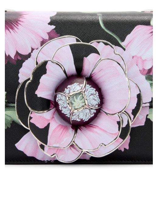 Oscar de la Renta Gray Tro Floral-print Shoulder Bag