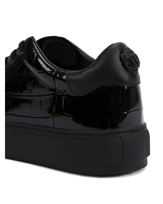 Kurt Geiger Black Croc Head Lace-Up Sneakers for men