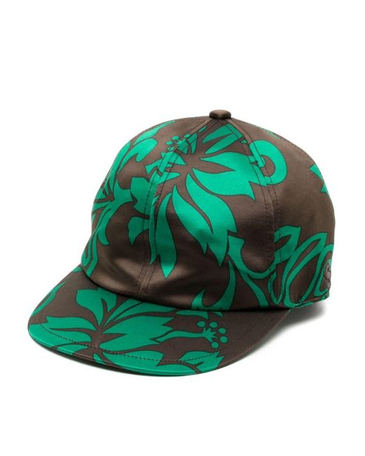Sacai Green Floral-print Cap