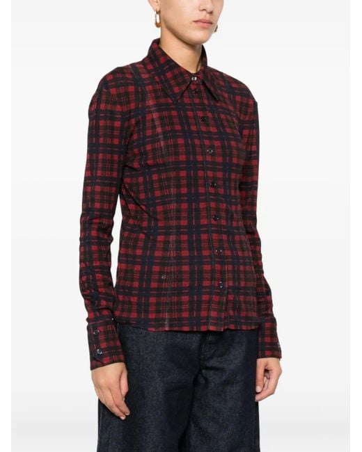 Marella Red Checked Button-Down Shirt
