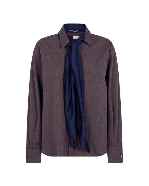 Sacai Blue Pussy-Bow Long-Sleeve Shirt