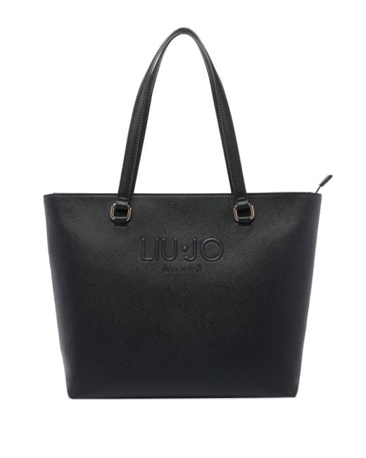 Liu Jo Black Logo-Embossed Tote Bag