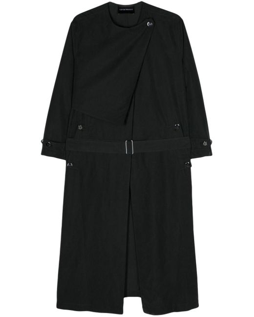 Emporio Armani Black Belted Maxi Trench Coat