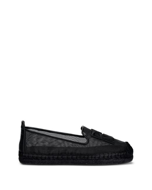 DKNY Black Logo-Patch Mesh Espadrilles
