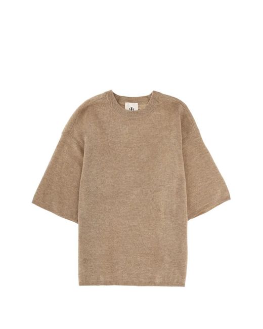 THE GARMENT Natural Short-Sleeve Knitted Top