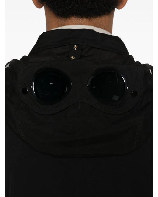 C P Company Black Chest-Pocket Hooded Jacket for men