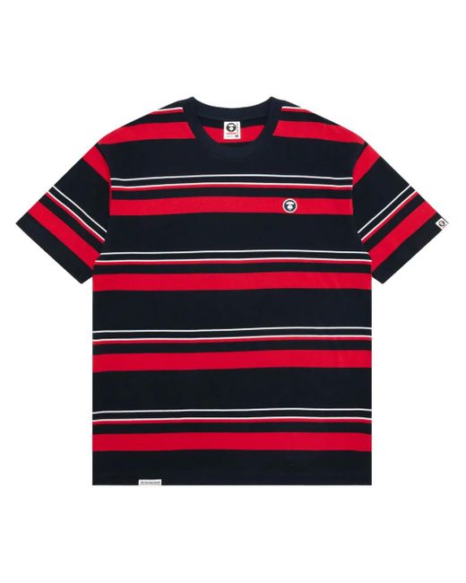 T-Shirt A Righe di Aape By A Bathing Ape in Red da Uomo