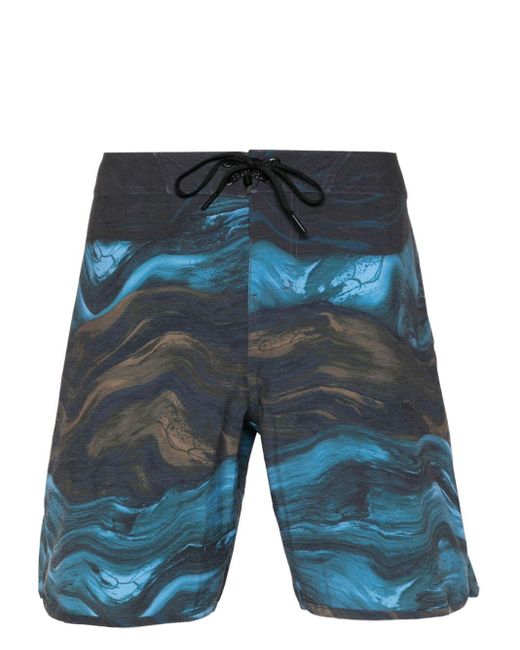 Oakley Blue Abstract-pattern Swim Shorts for men