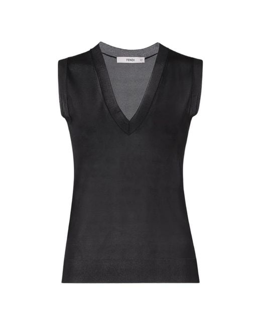 Fendi Black Silk Organza Jumper