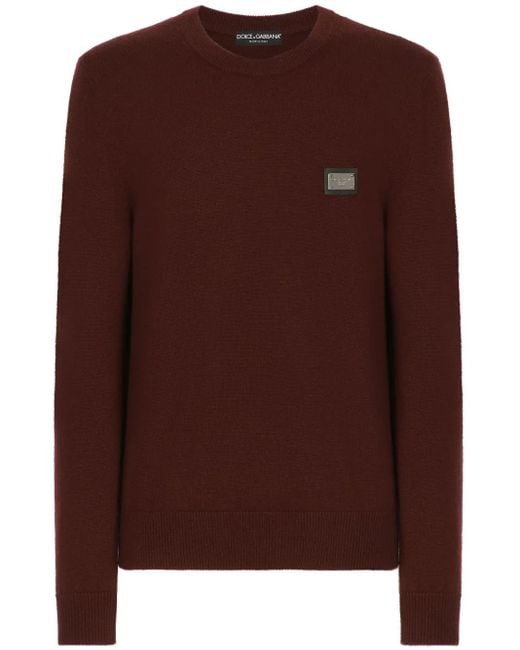 Dolce & Gabbana Brown Wool And Cashmere Round-Neck Sweater for men